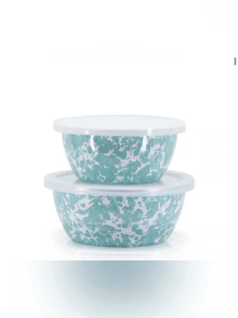 golden Rabbit Sea Glass Swirl 2 piece Prep Bowl Set with Lids